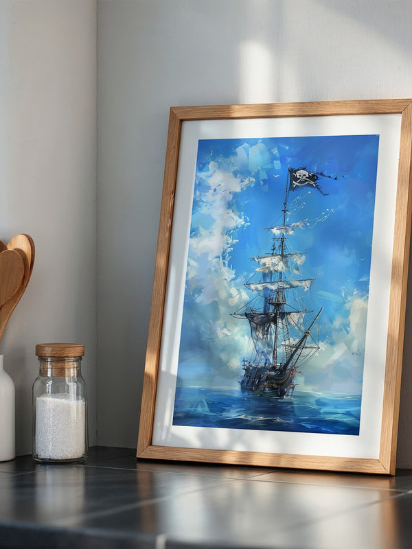 Piraten-Schiff blaue Malerei
