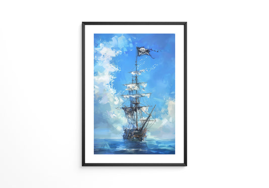 Piraten-Schiff blaue Malerei