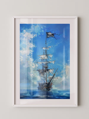 Piraten-Schiff blaue Malerei