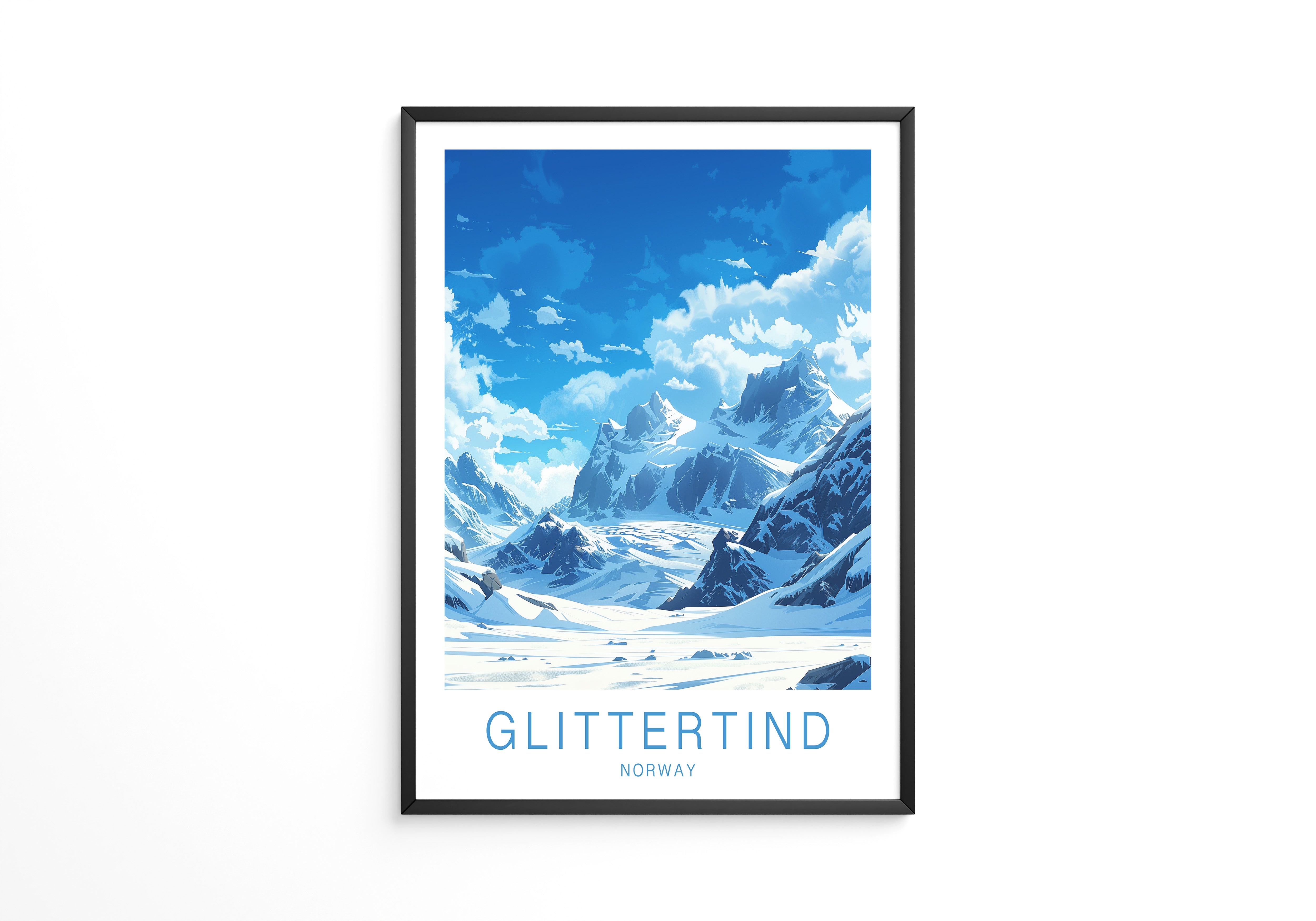 Schneebedeckte Berge in Blau