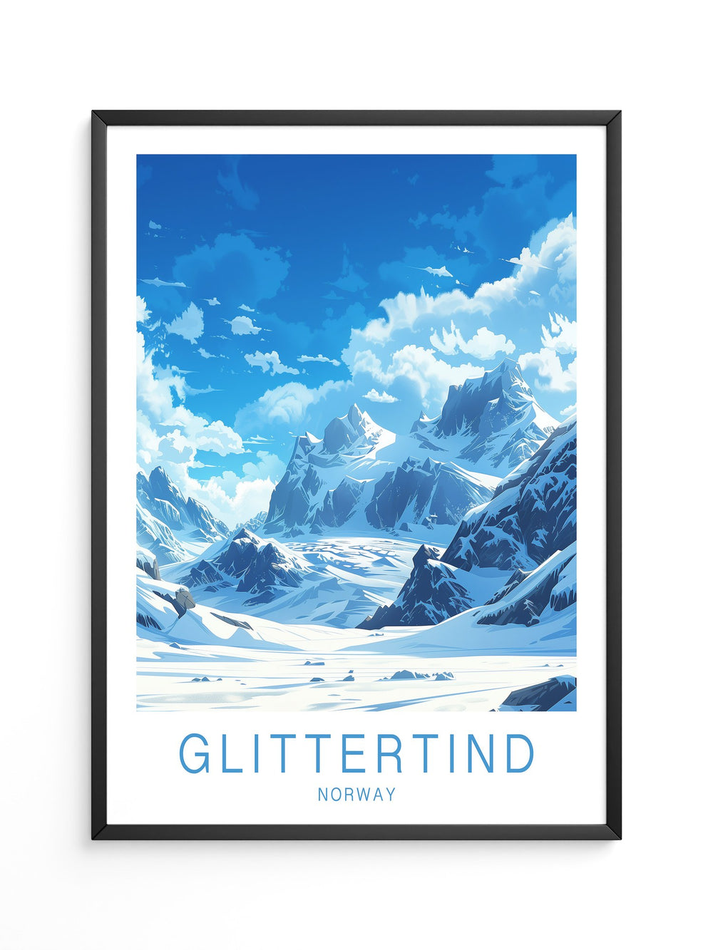 Schneebedeckte Berge in Blau