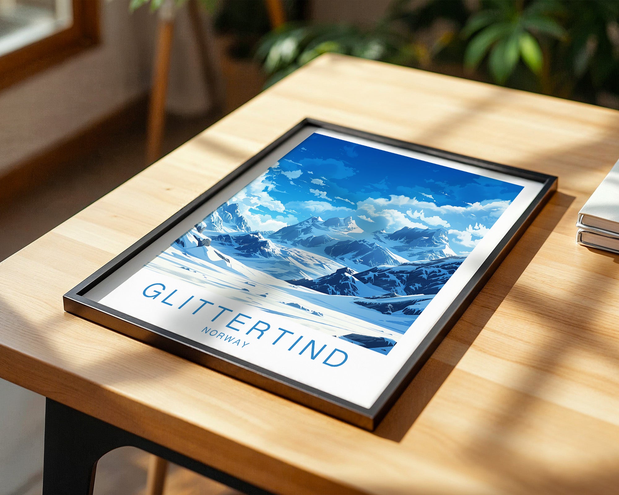 Schneebedeckte Berge in Blau