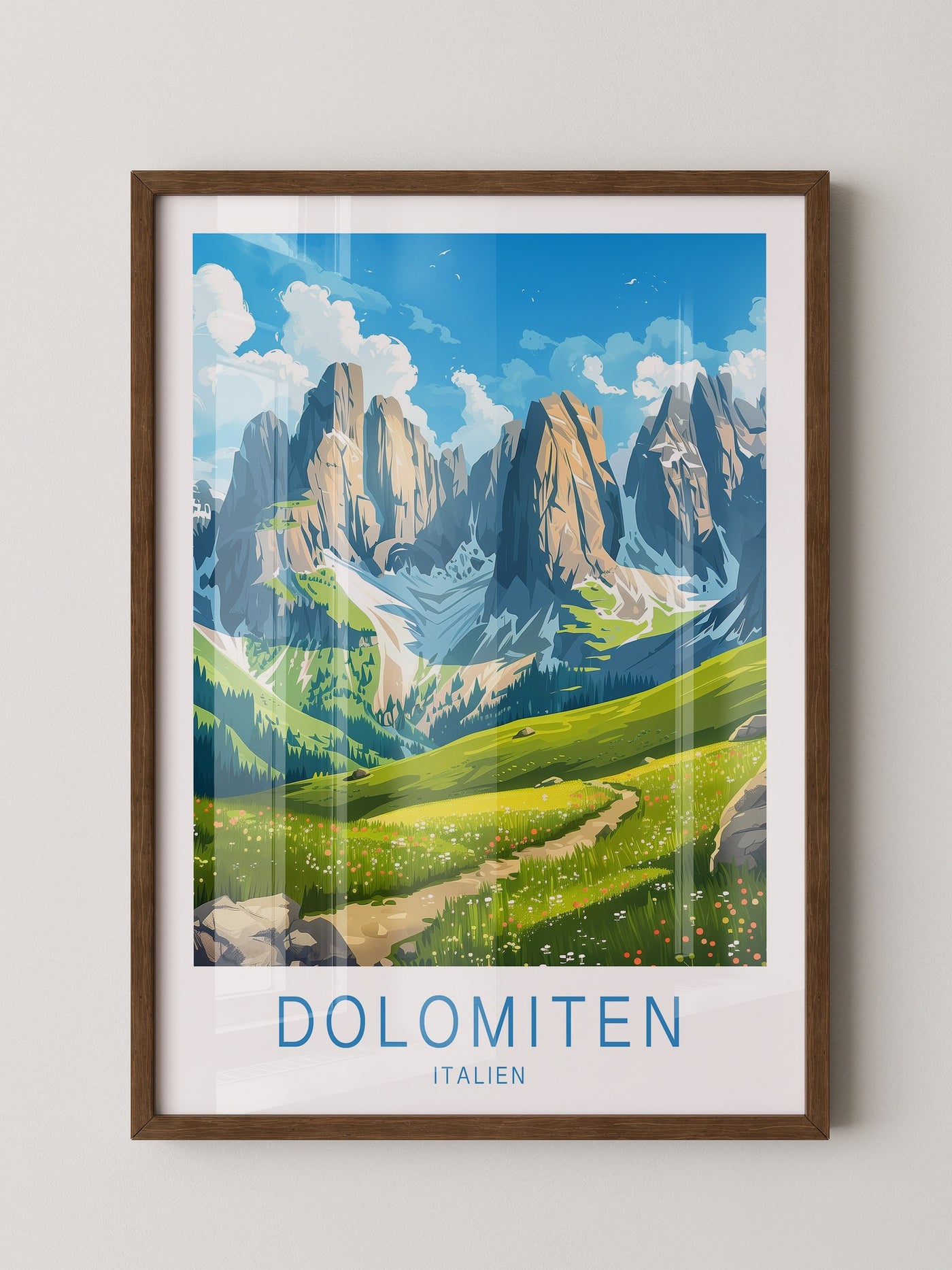 Dolomitengipfel Frühlingswiese Kunst