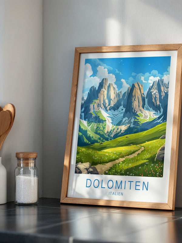 Dolomitengipfel Frühlingswiese Kunst