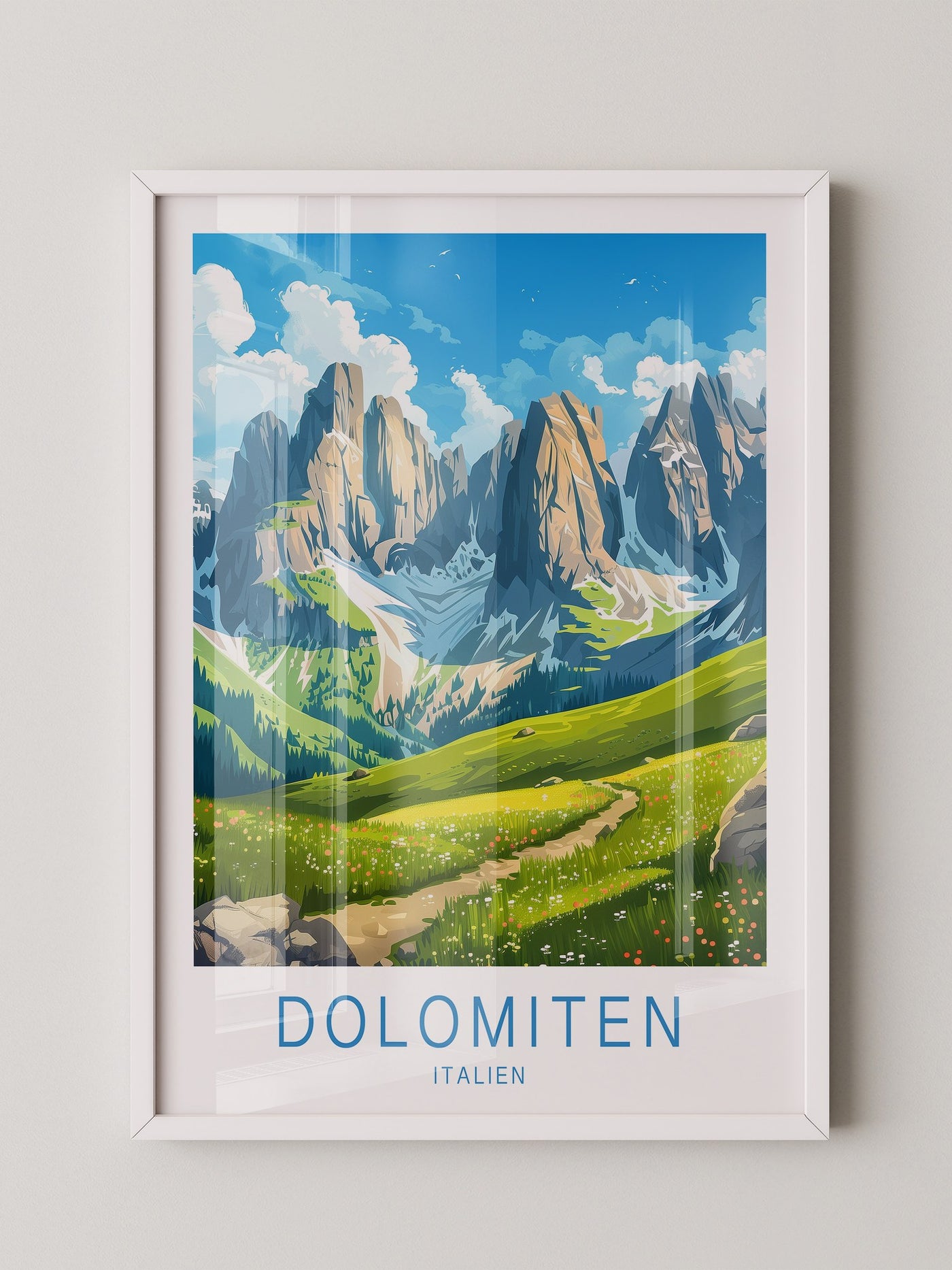 Dolomitengipfel Frühlingswiese Kunst