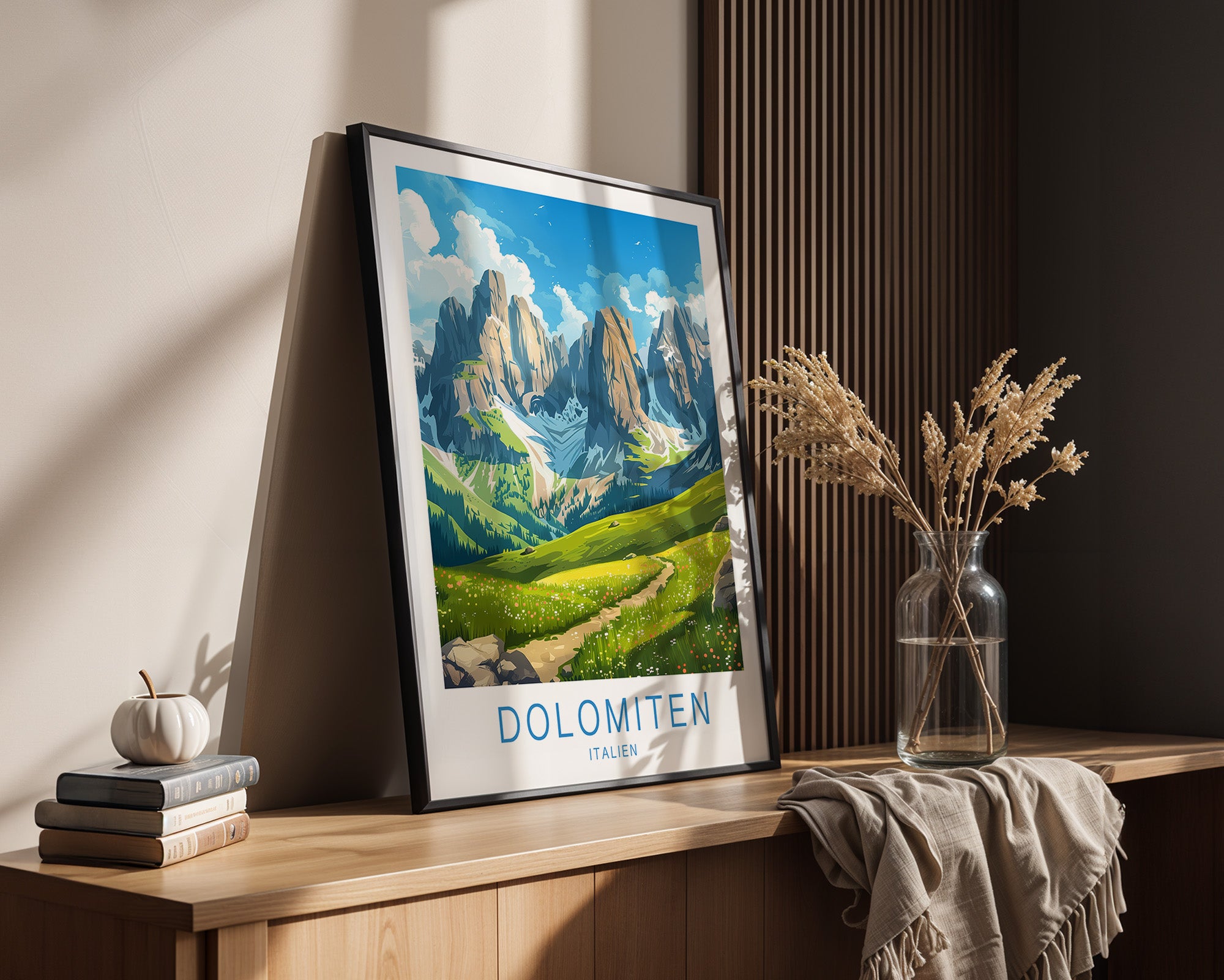 Dolomitengipfel Frühlingswiese Kunst