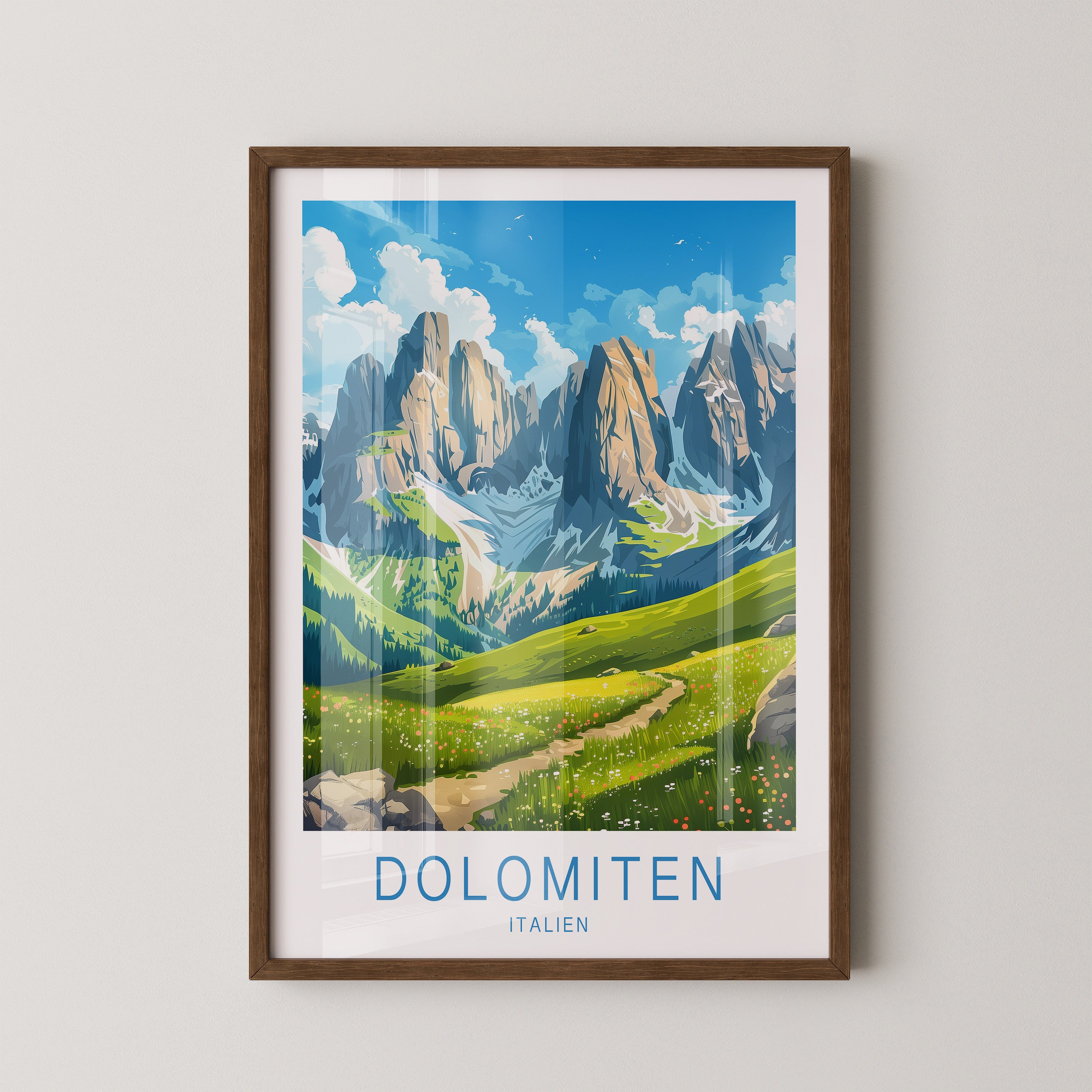 Dolomitengipfel Frühlingswiese Kunst