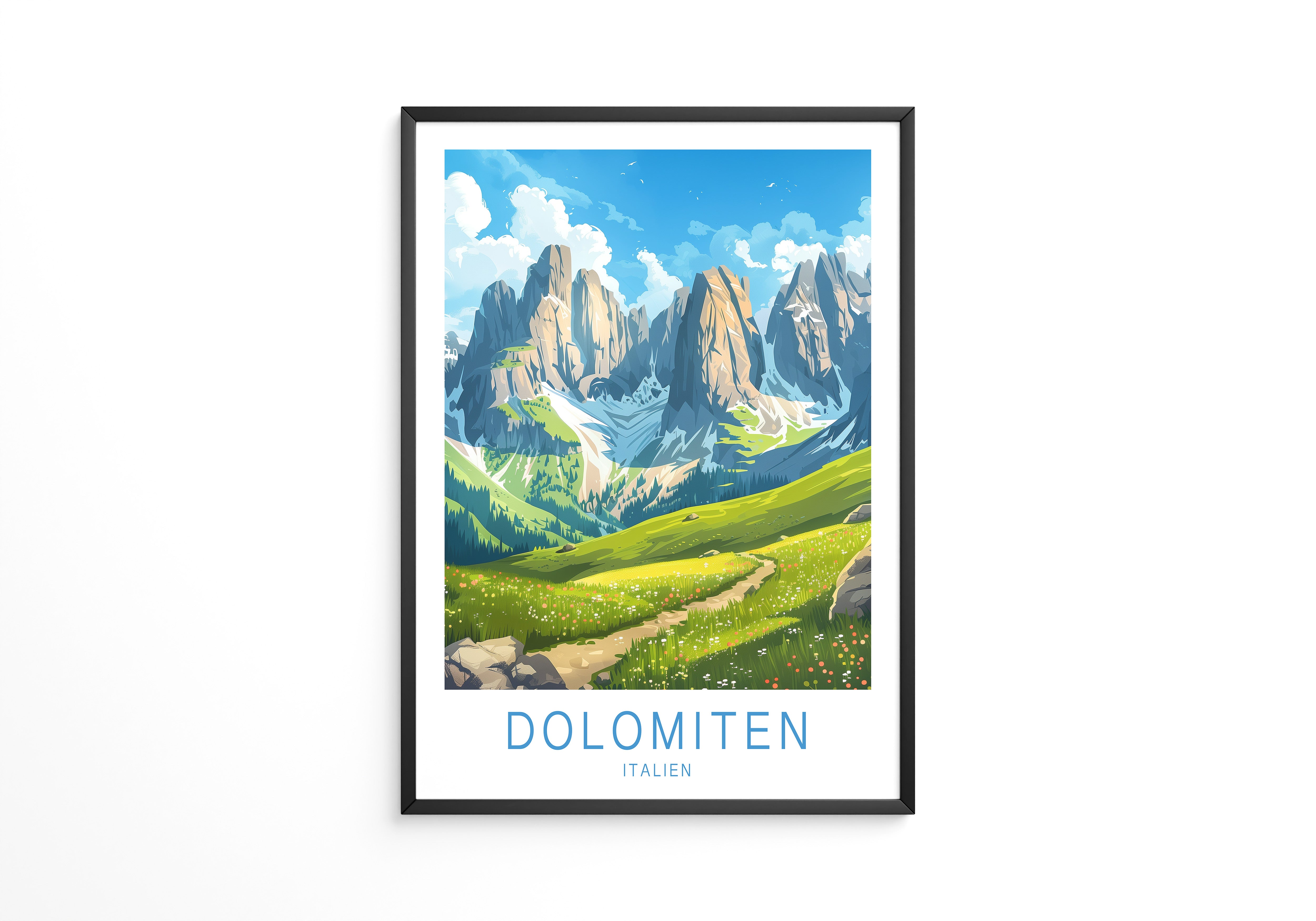 Dolomitengipfel Frühlingswiese Kunst