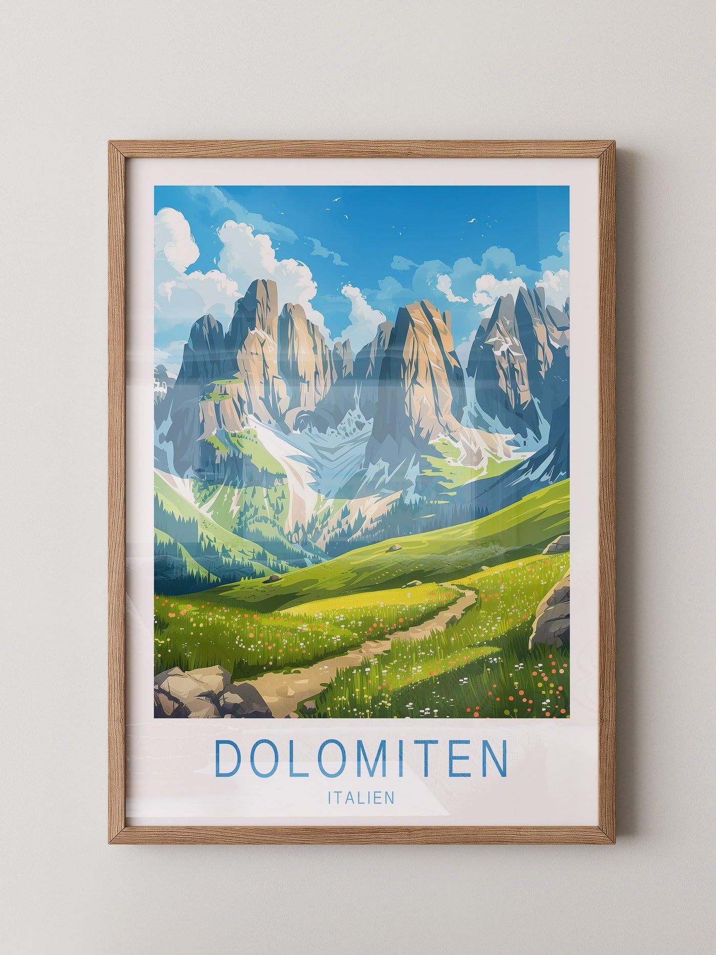 Dolomitengipfel Frühlingswiese Kunst