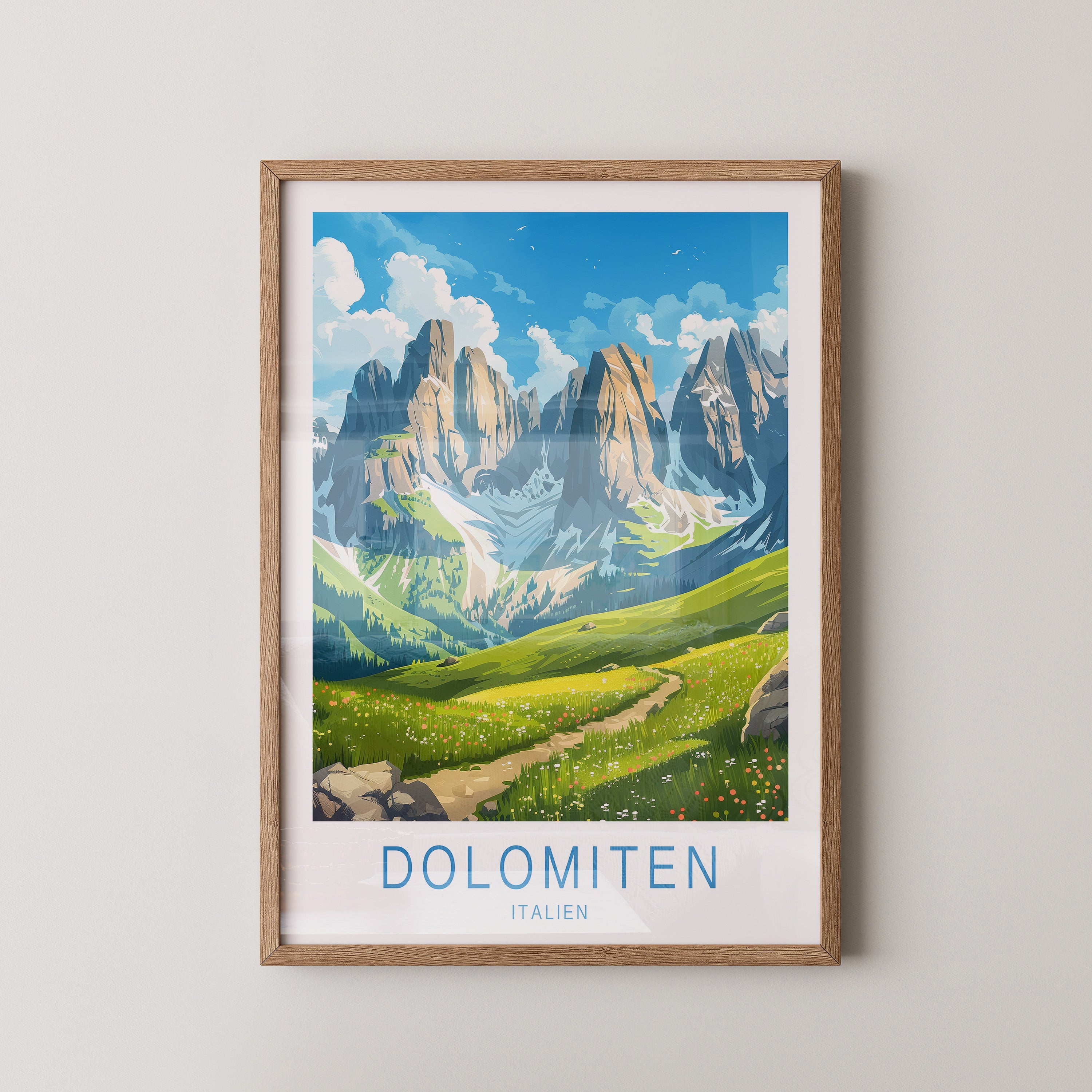 Dolomitengipfel Frühlingswiese Kunst