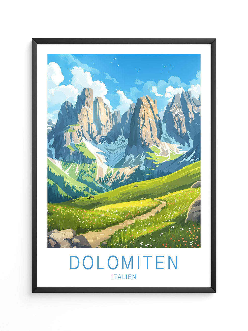 Dolomitengipfel Frühlingswiese Kunst