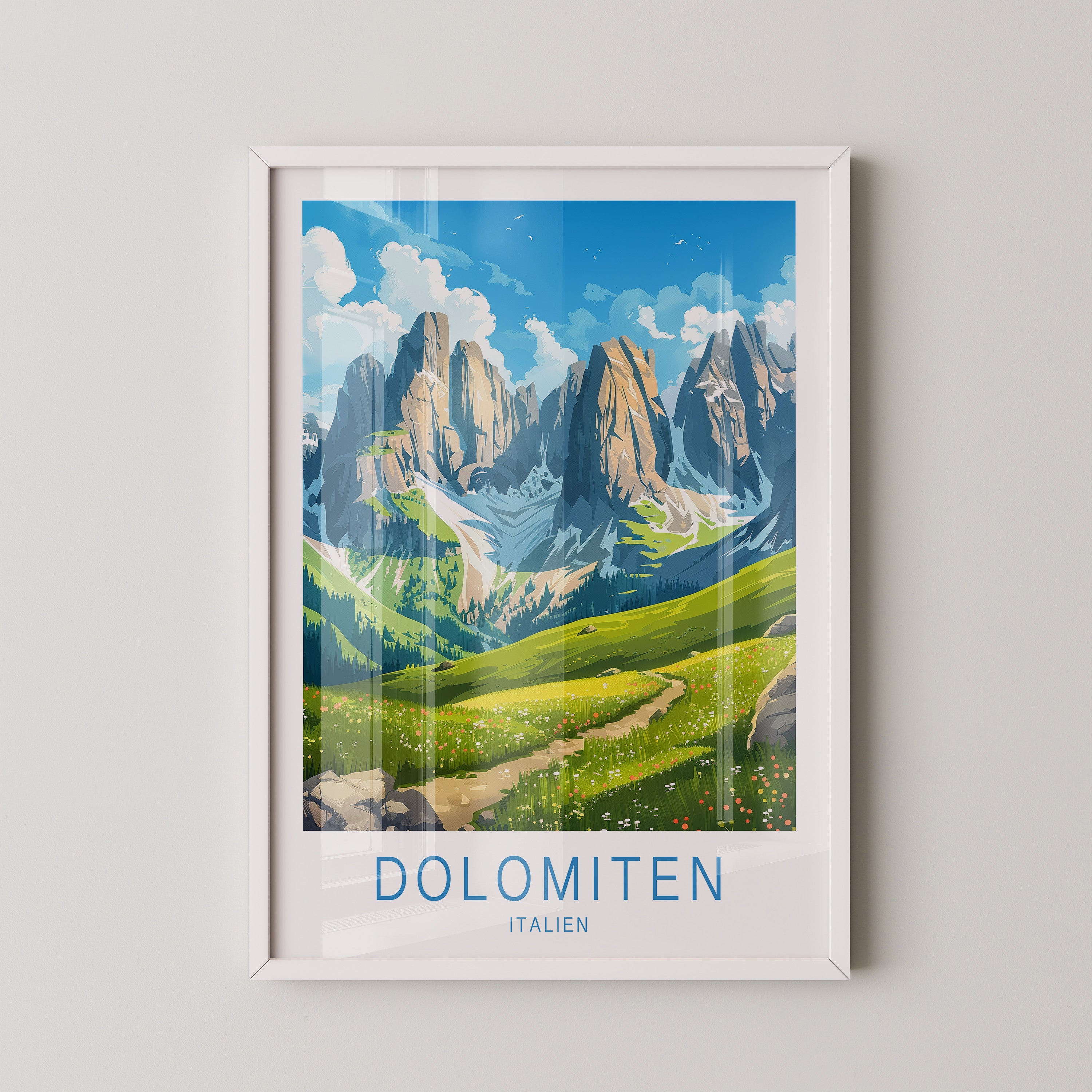 Dolomitengipfel Frühlingswiese Kunst