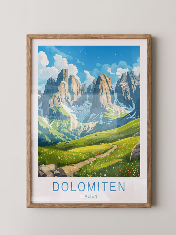 Dolomitengipfel Frühlingswiese Kunst
