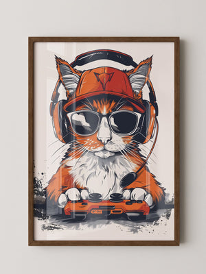 Gamer Katze mit Sonnenbrille