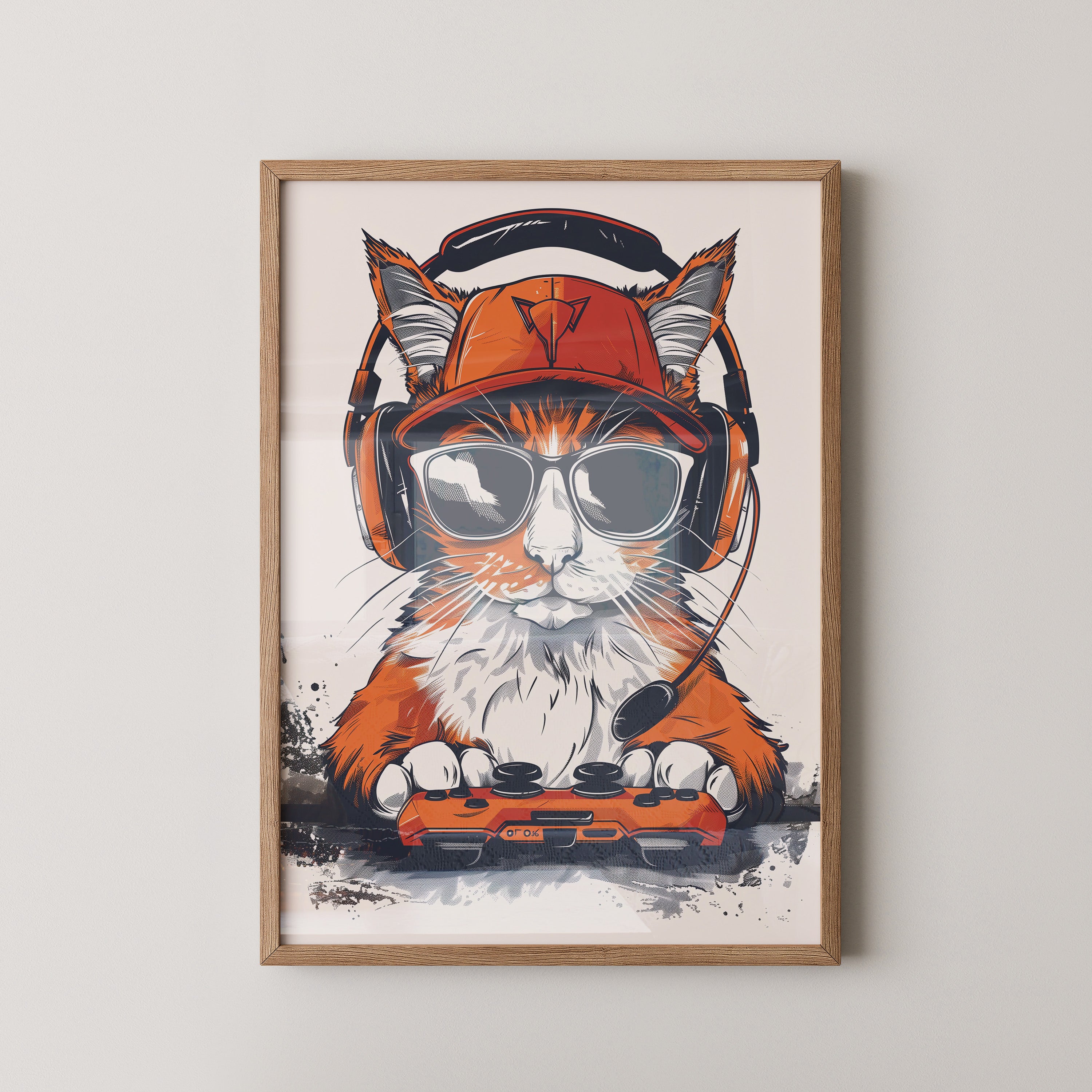 Gamer Katze mit Sonnenbrille