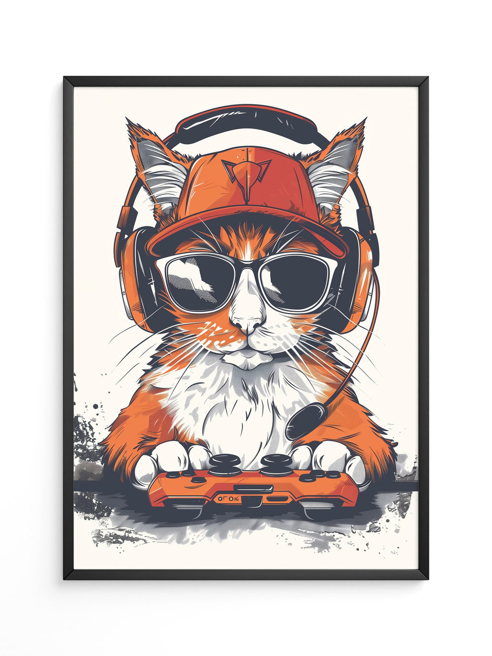 Gamer Katze mit Sonnenbrille