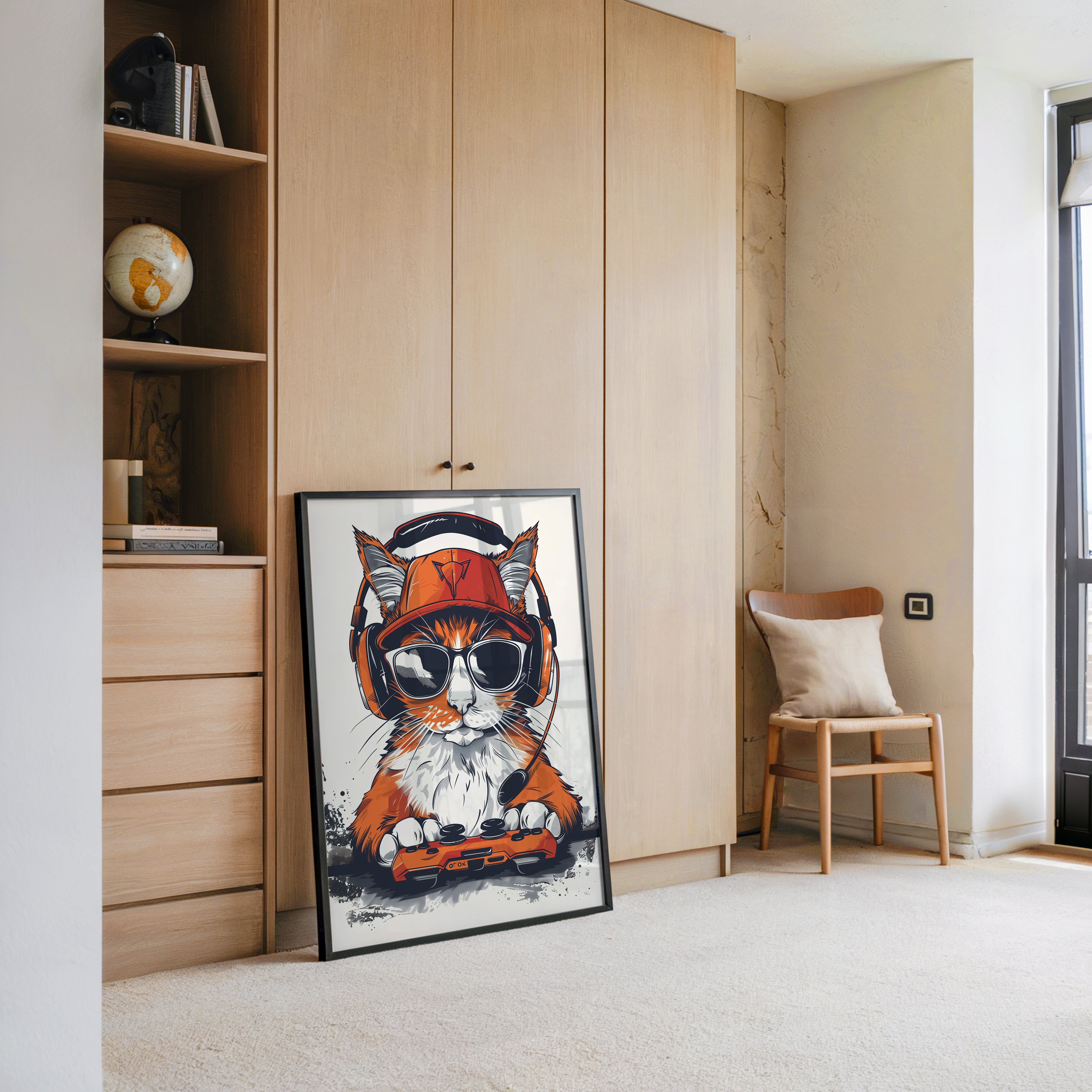 Gamer Katze mit Sonnenbrille