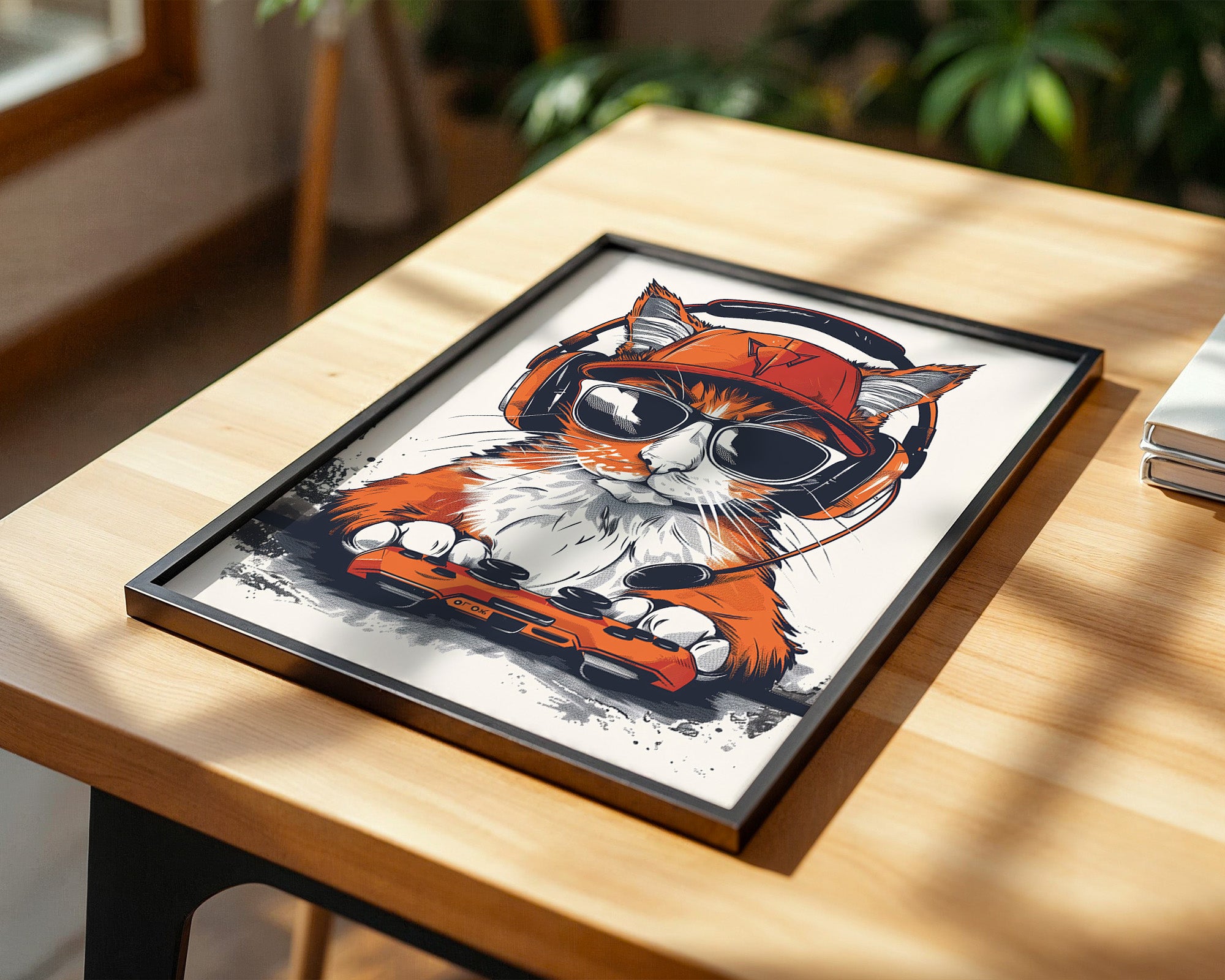 Gamer Katze mit Sonnenbrille