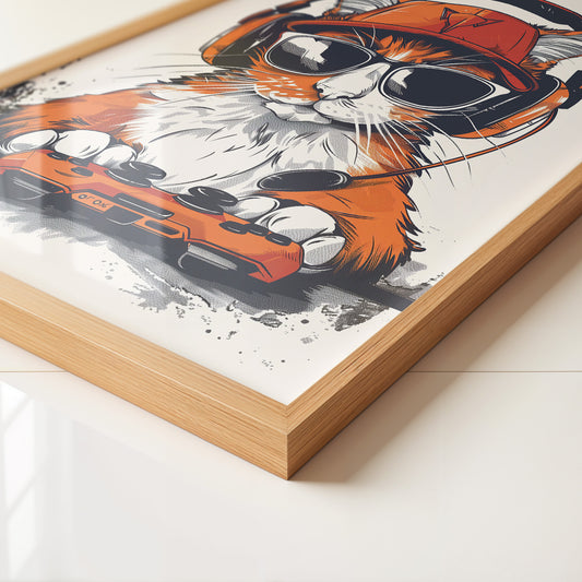 Gamer Katze mit Sonnenbrille