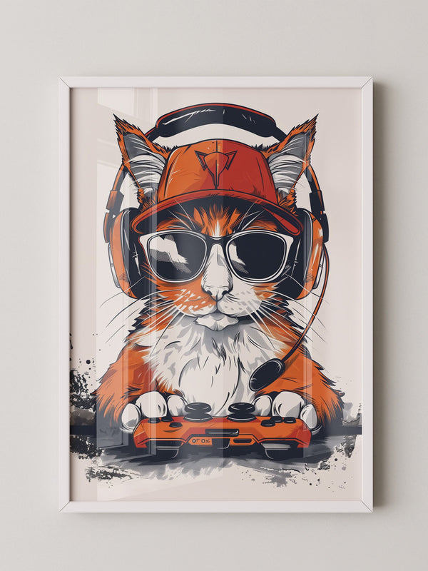 Gamer Katze mit Sonnenbrille