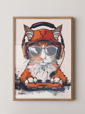 Gamer Katze mit Sonnenbrille