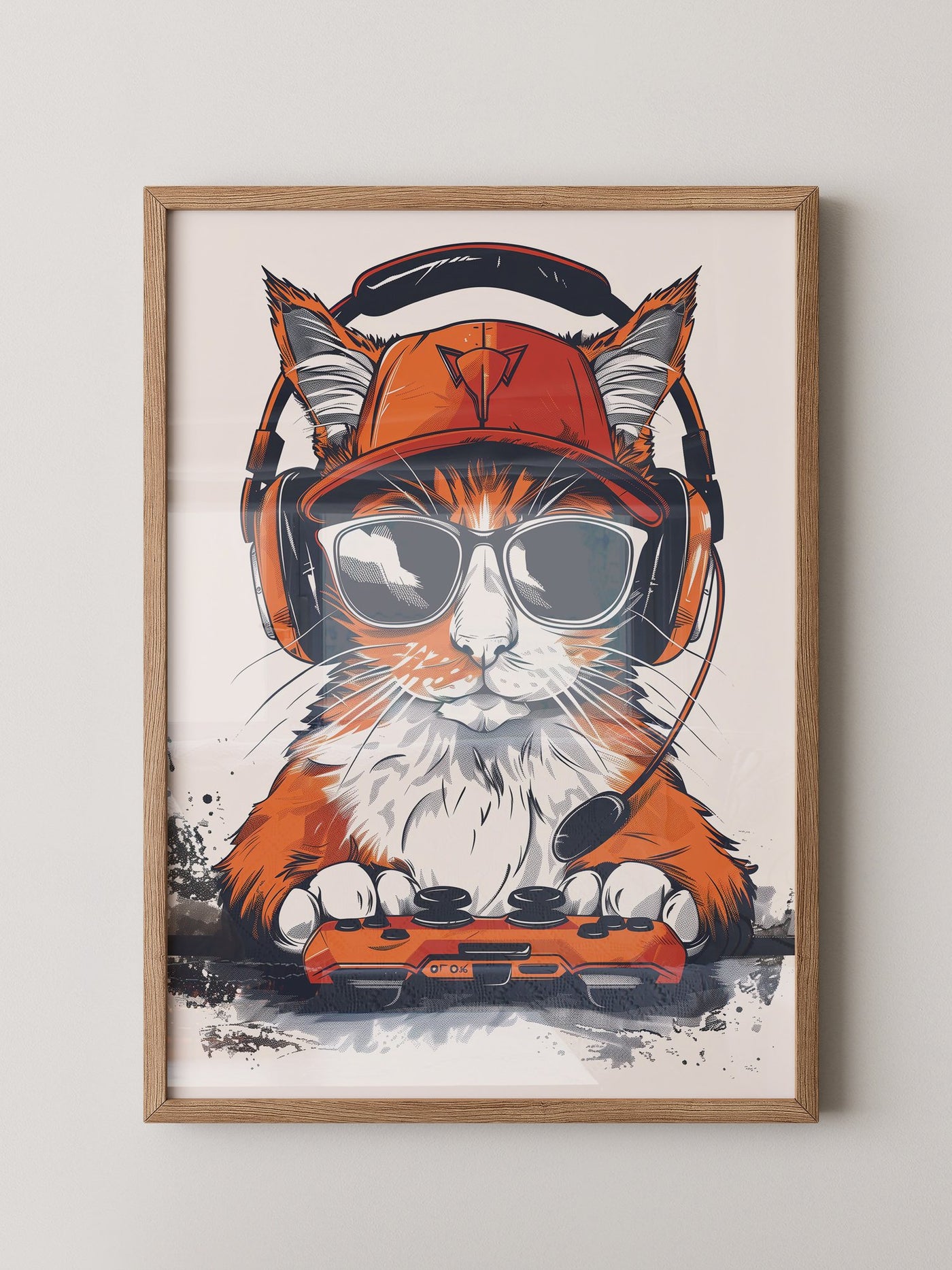 Gamer Katze mit Sonnenbrille