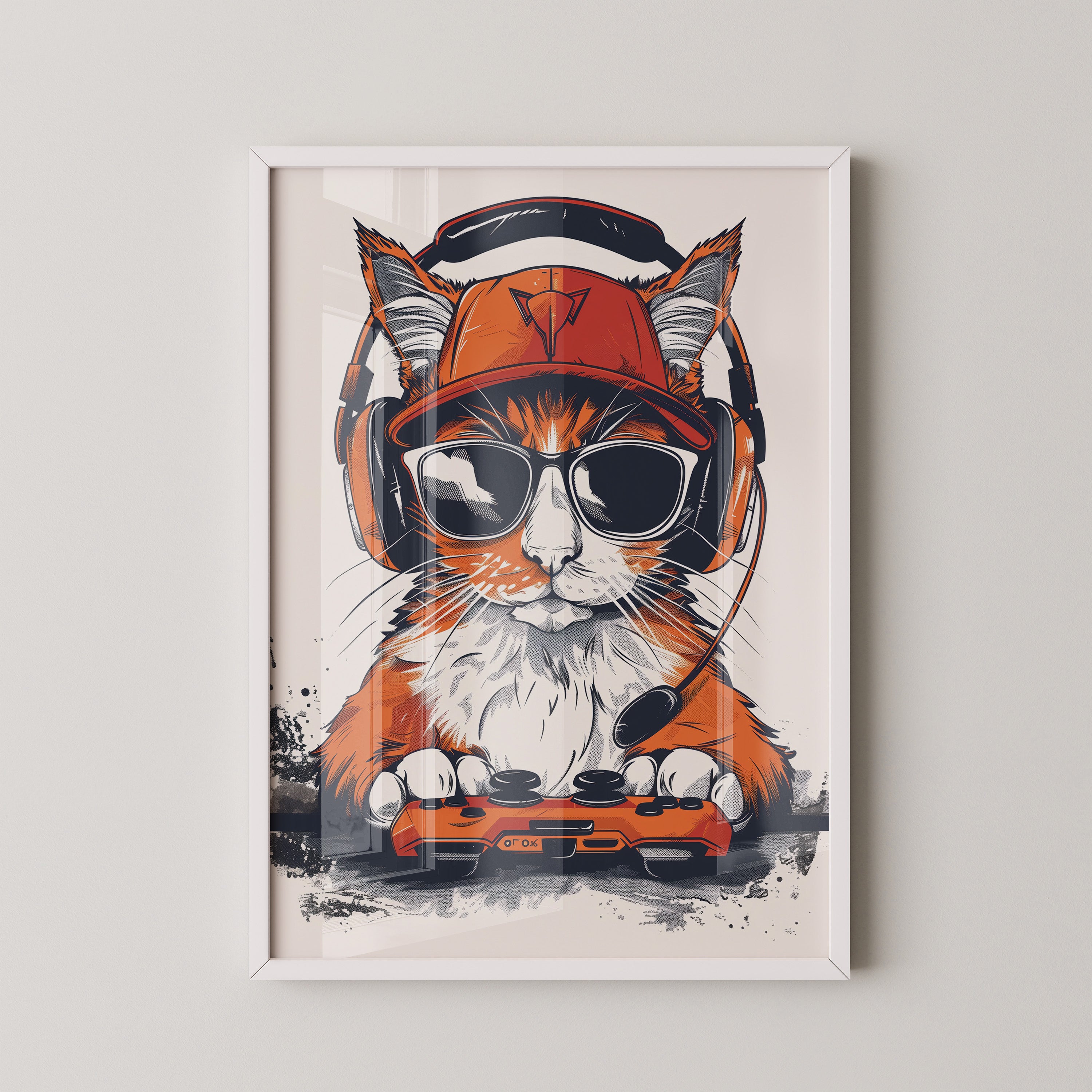 Gamer Katze mit Sonnenbrille