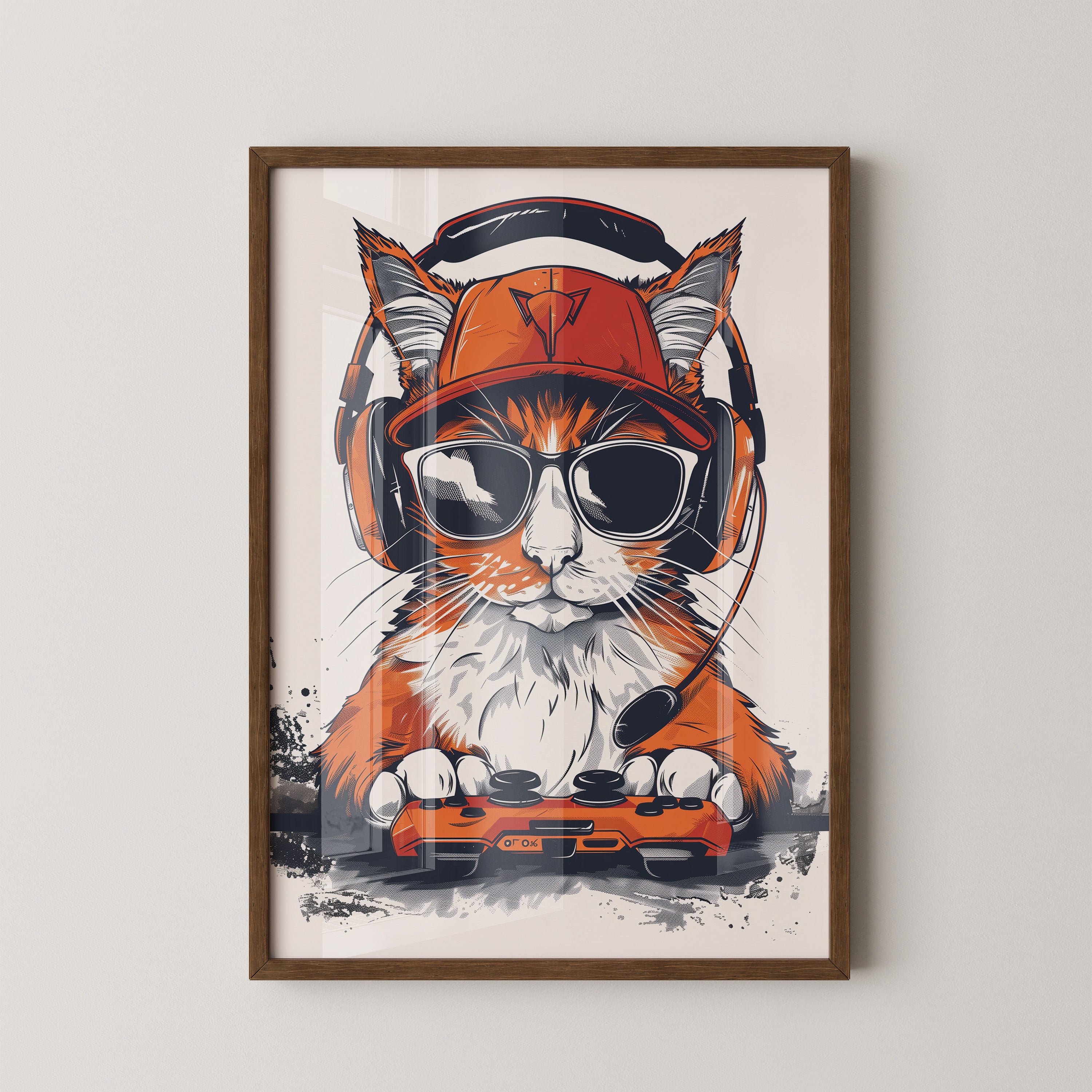 Gamer Katze mit Sonnenbrille