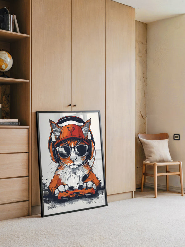 Gamer Katze mit Sonnenbrille