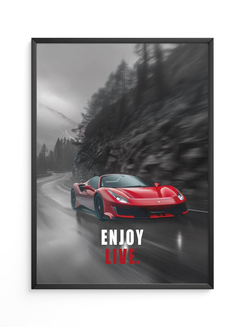 Roter Sportwagen Regenstraße