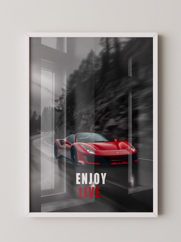 Roter Sportwagen Regenstraße