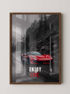 Roter Sportwagen Regenstraße