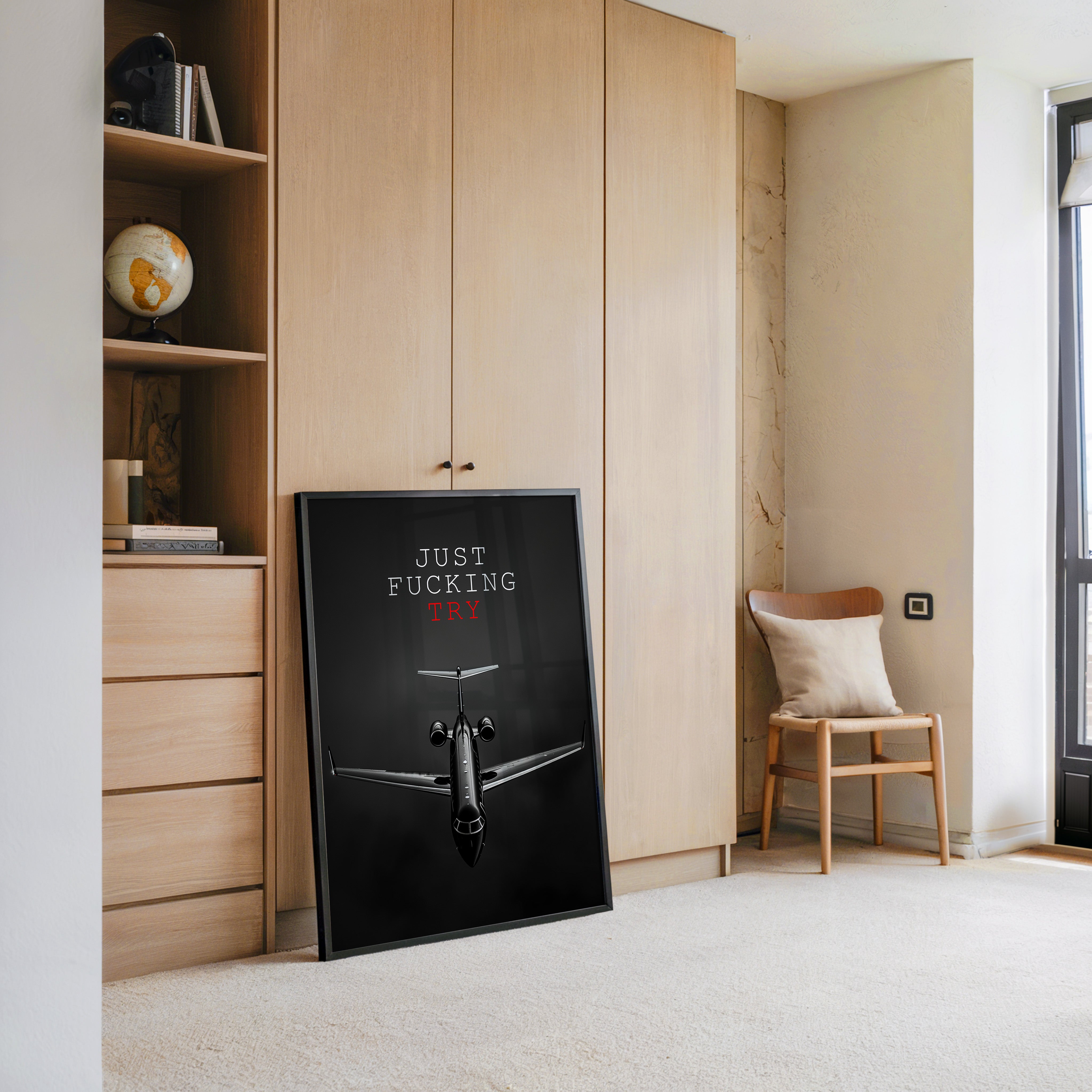 Flugzeug Frontansicht Schwarzweiß