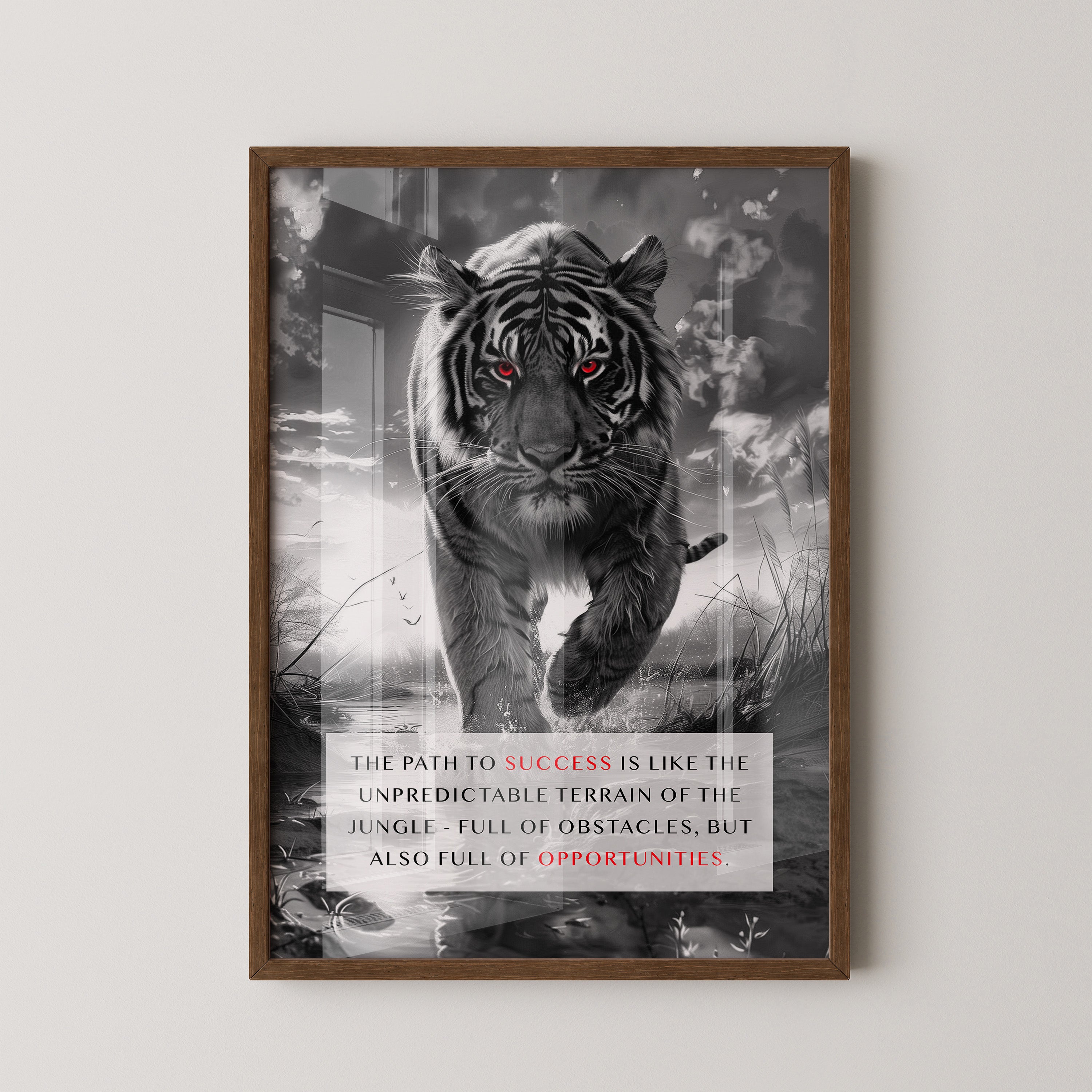 Tiger Porträt Schwarz Rotkontrast