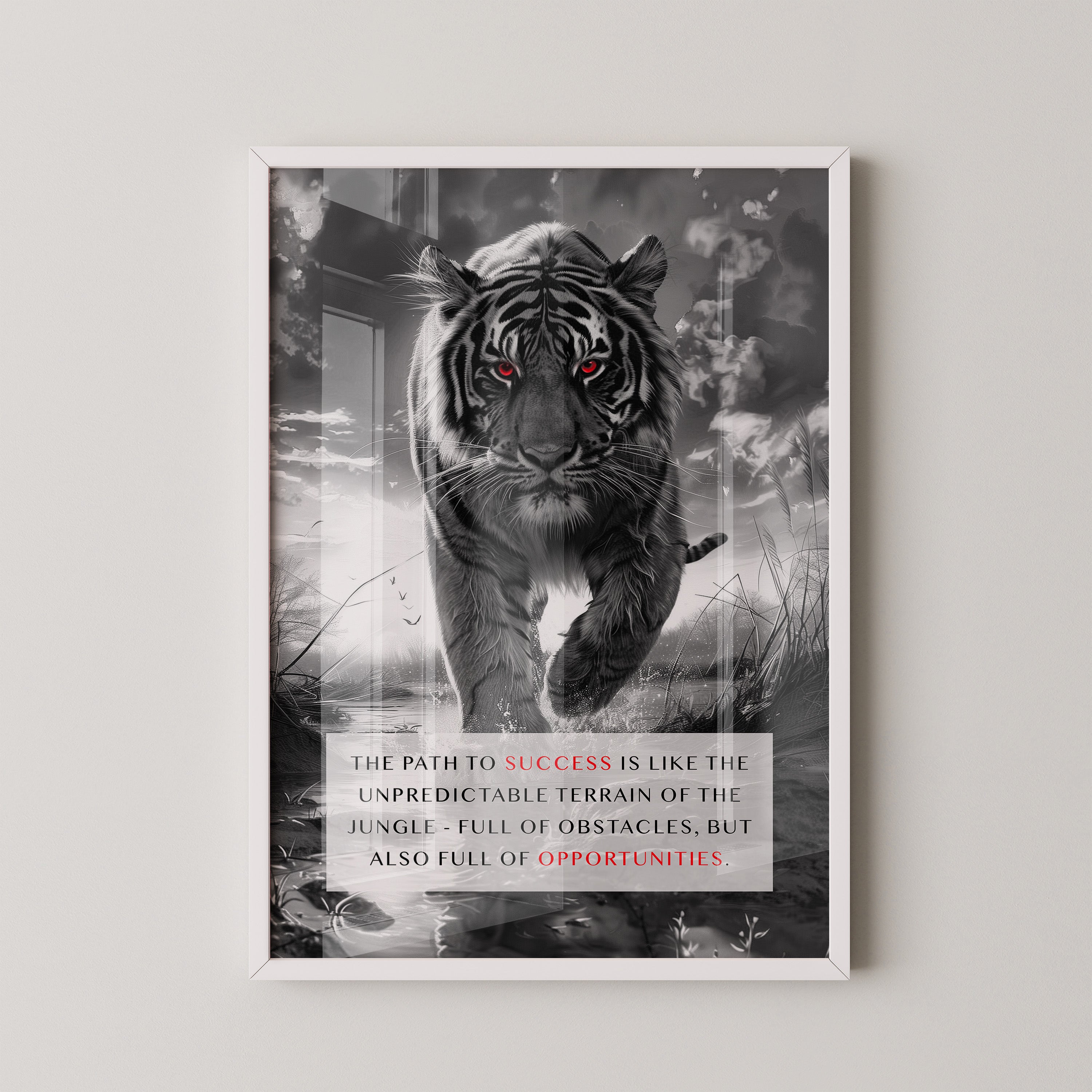 Tiger Porträt Schwarz Rotkontrast