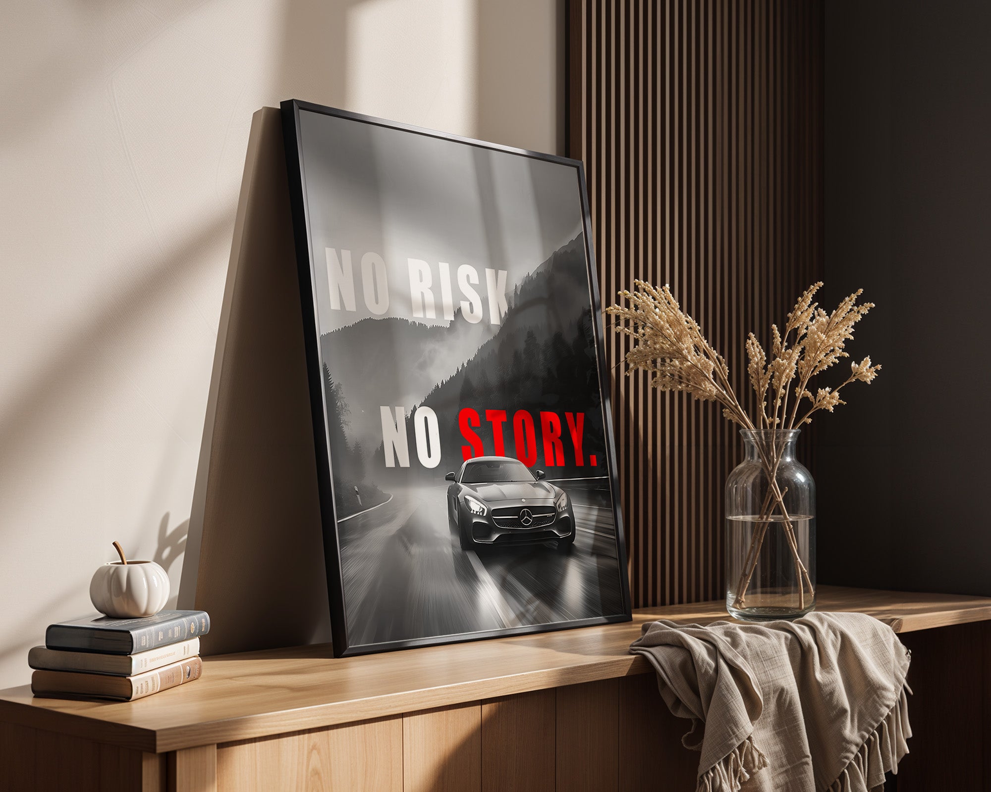 Mercedes Fahrt Regen Graustufen