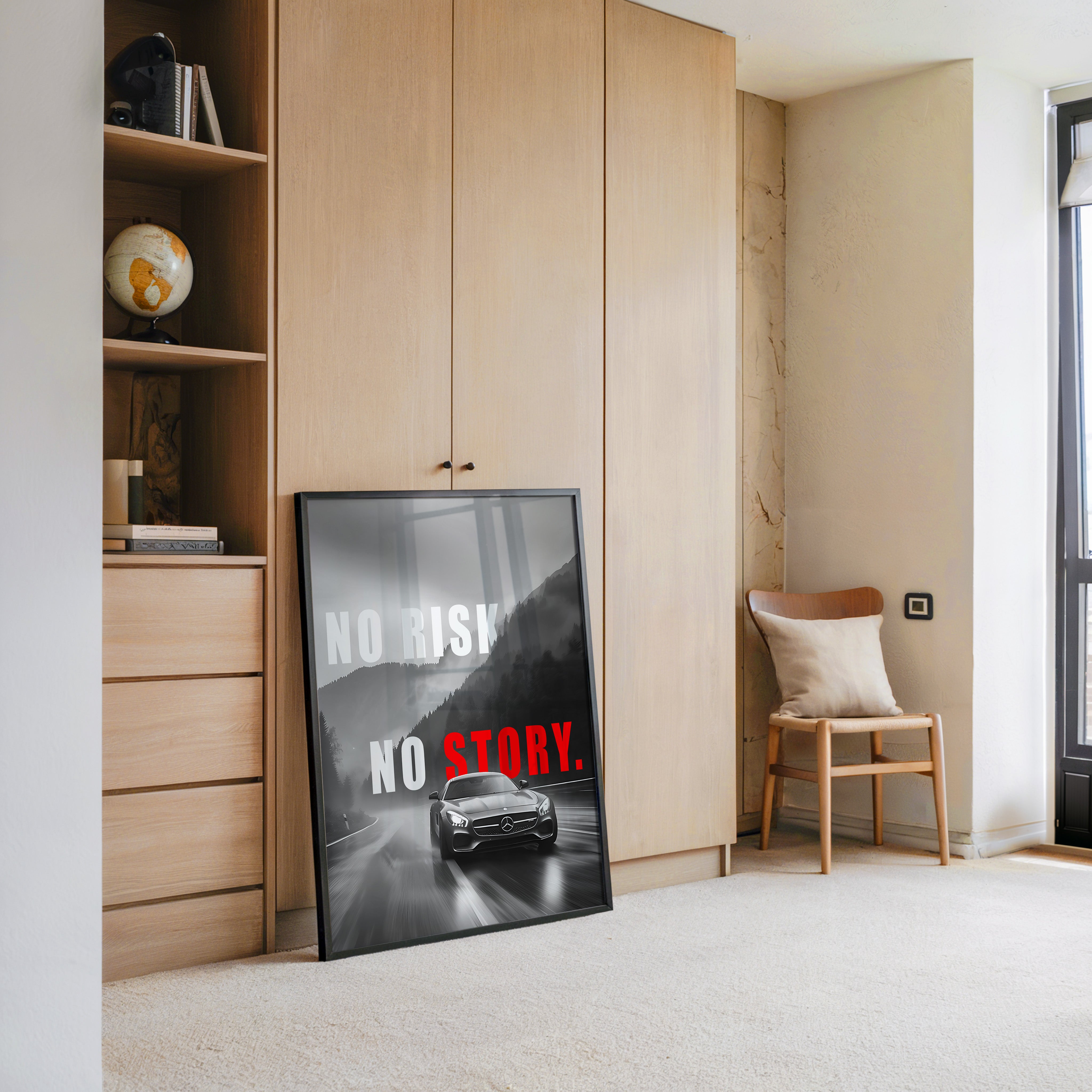 Mercedes Fahrt Regen Graustufen