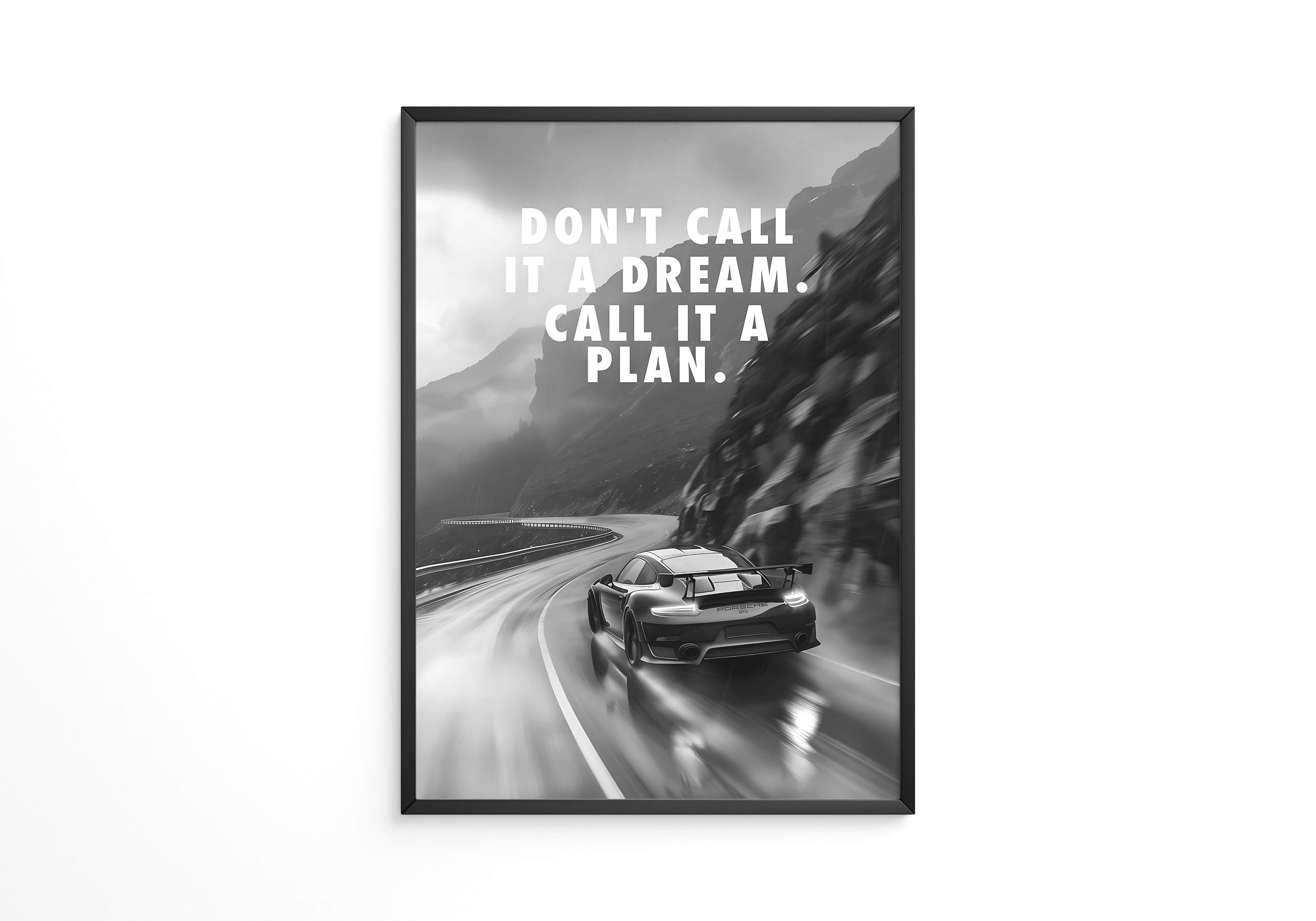 Porsche Kurve Schwarzweiß Dynamik