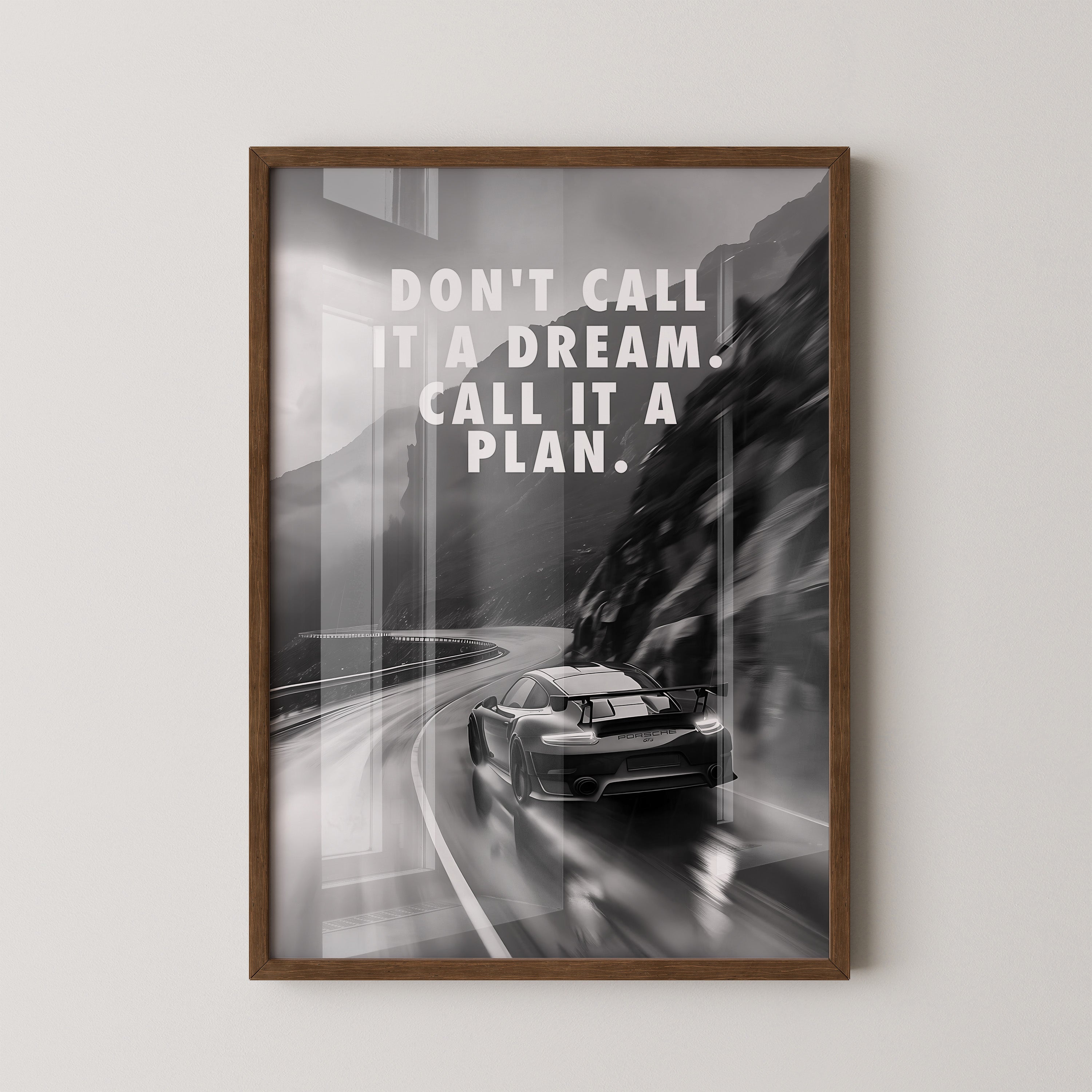 Porsche Kurve Schwarzweiß Dynamik