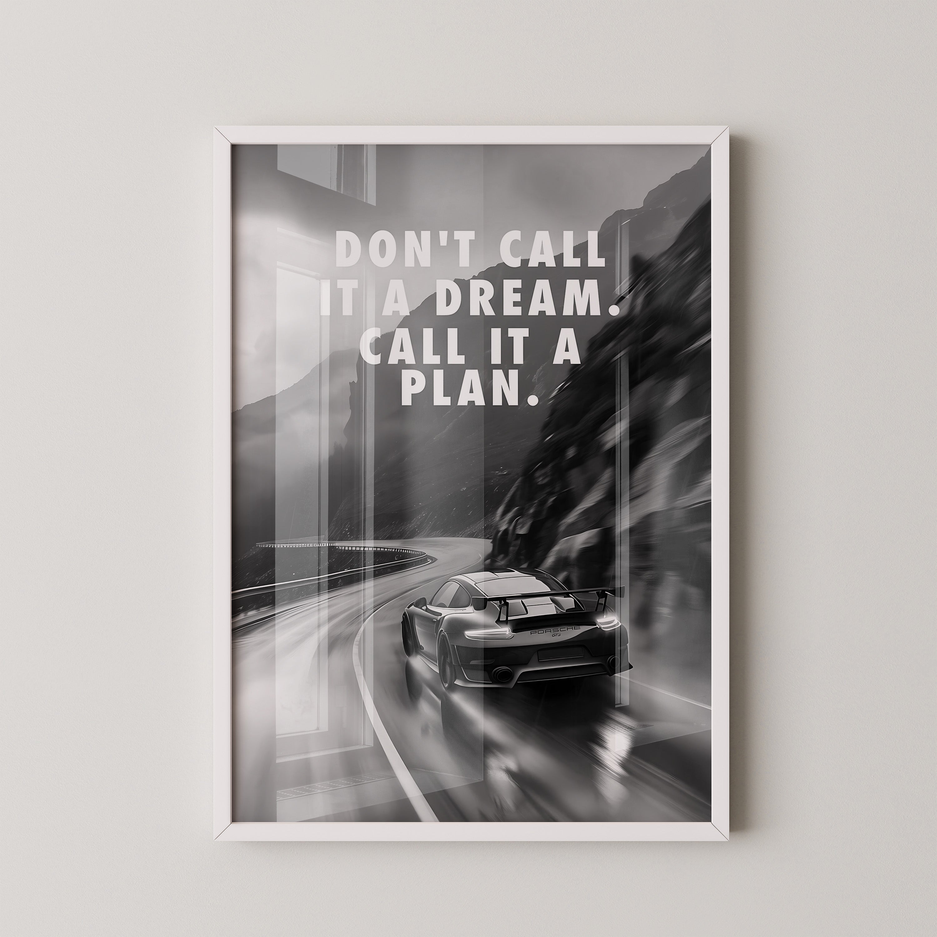 Porsche Kurve Schwarzweiß Dynamik