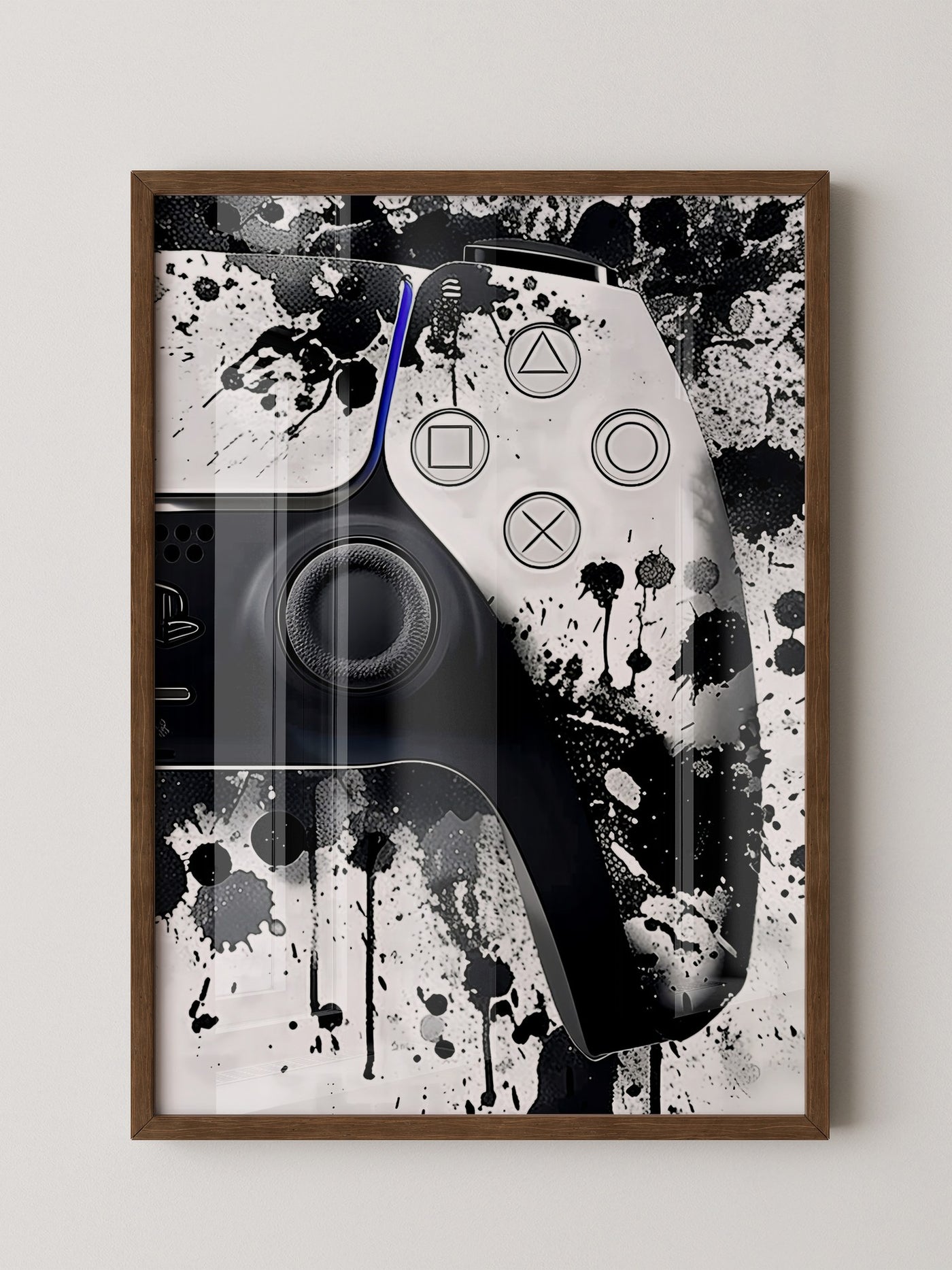 Controller Tinte Spritzer Schwarzweiß