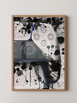 Controller Tinte Spritzer Schwarzweiß