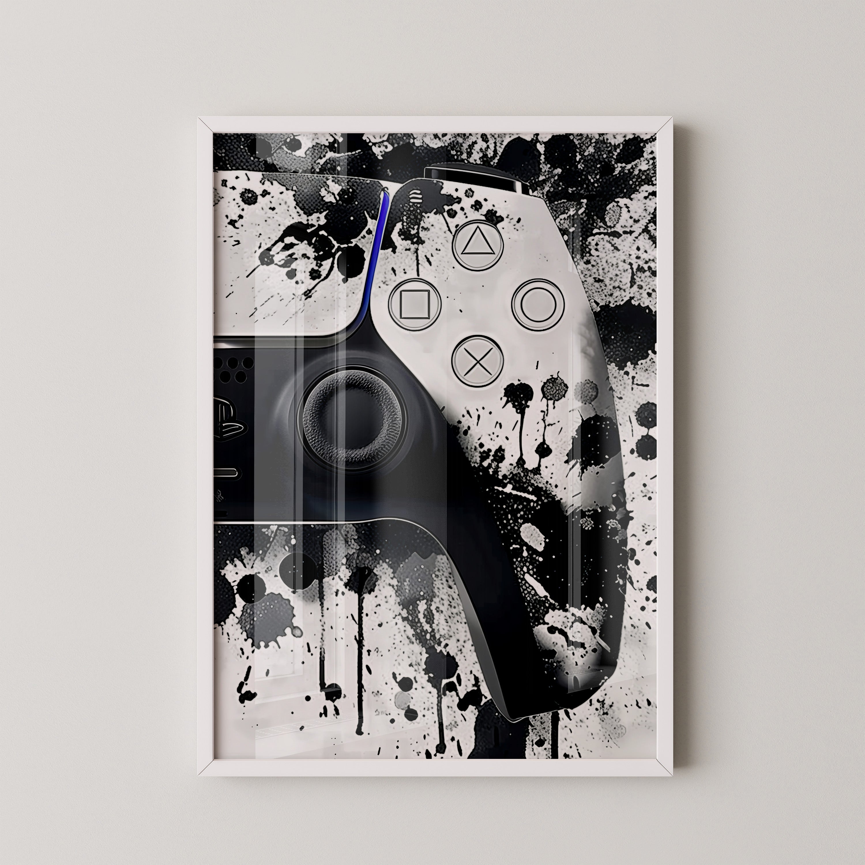 Controller Tinte Spritzer Schwarzweiß