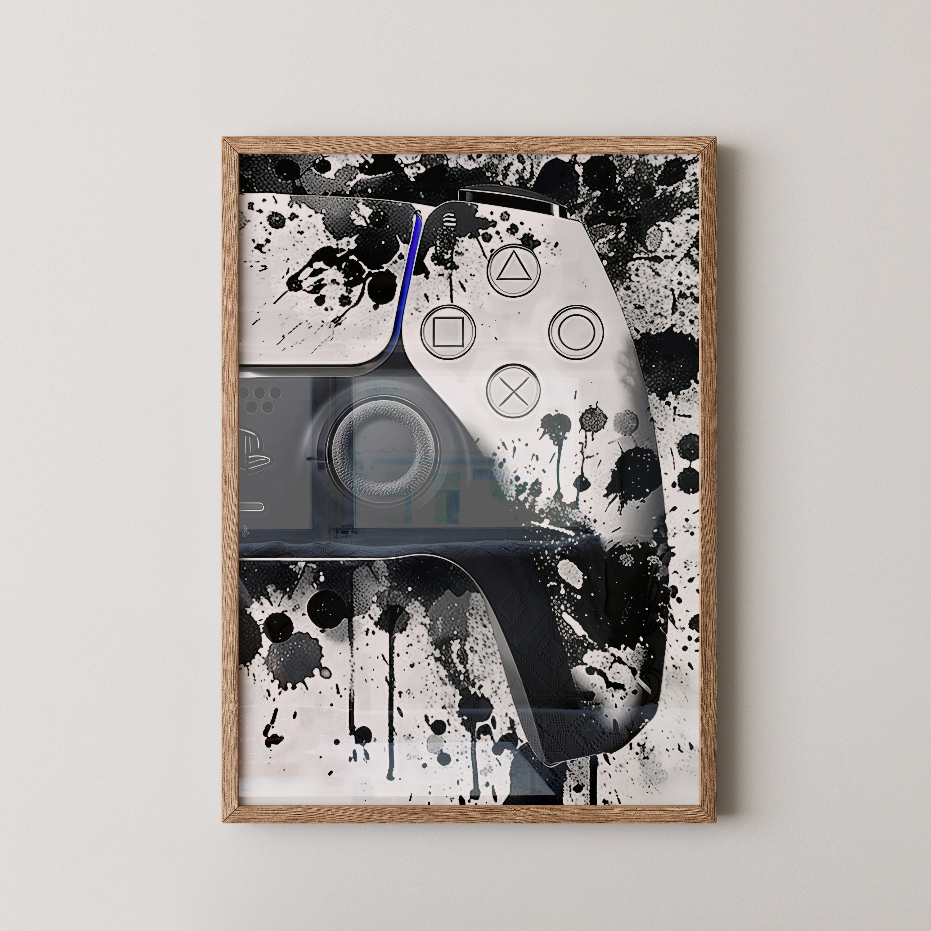 Controller Tinte Spritzer Schwarzweiß