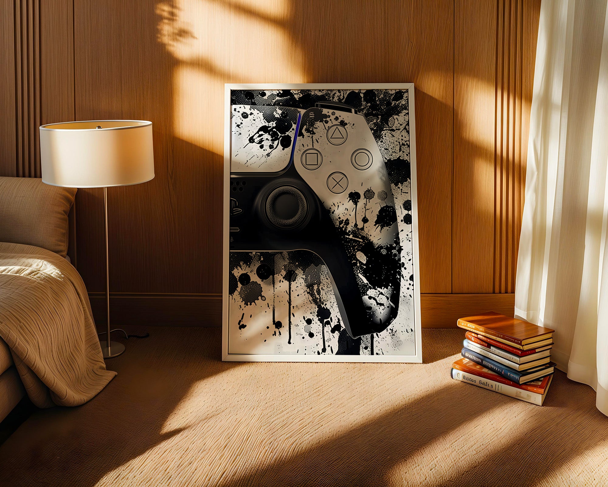 Controller Tinte Spritzer Schwarzweiß