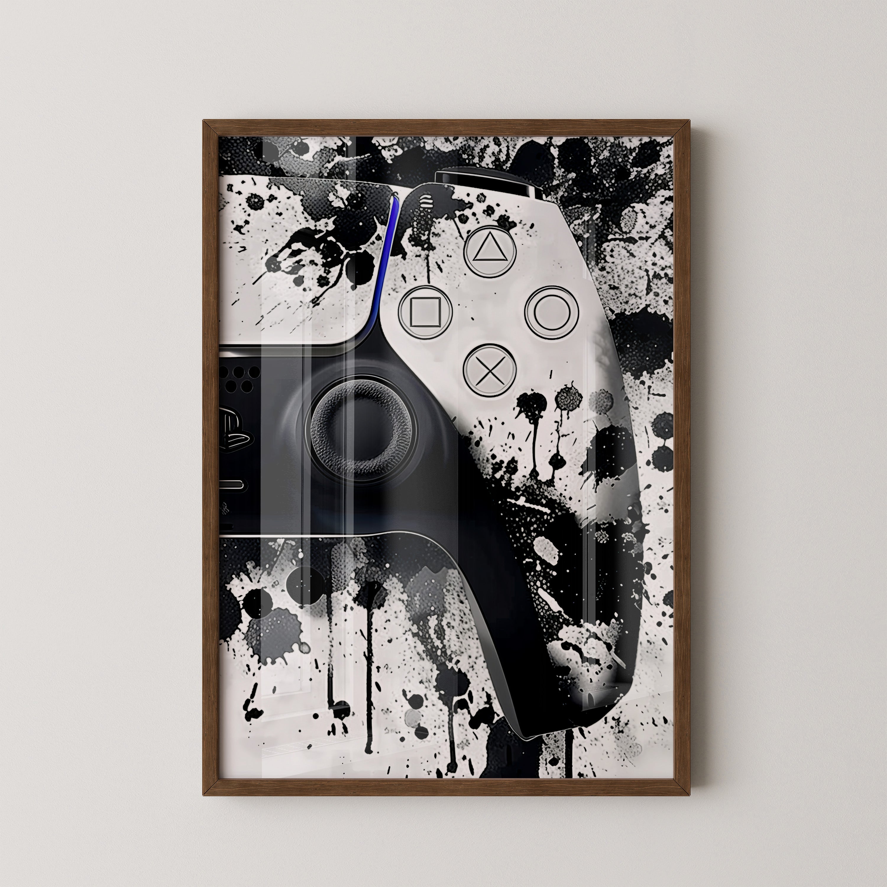 Controller Tinte Spritzer Schwarzweiß