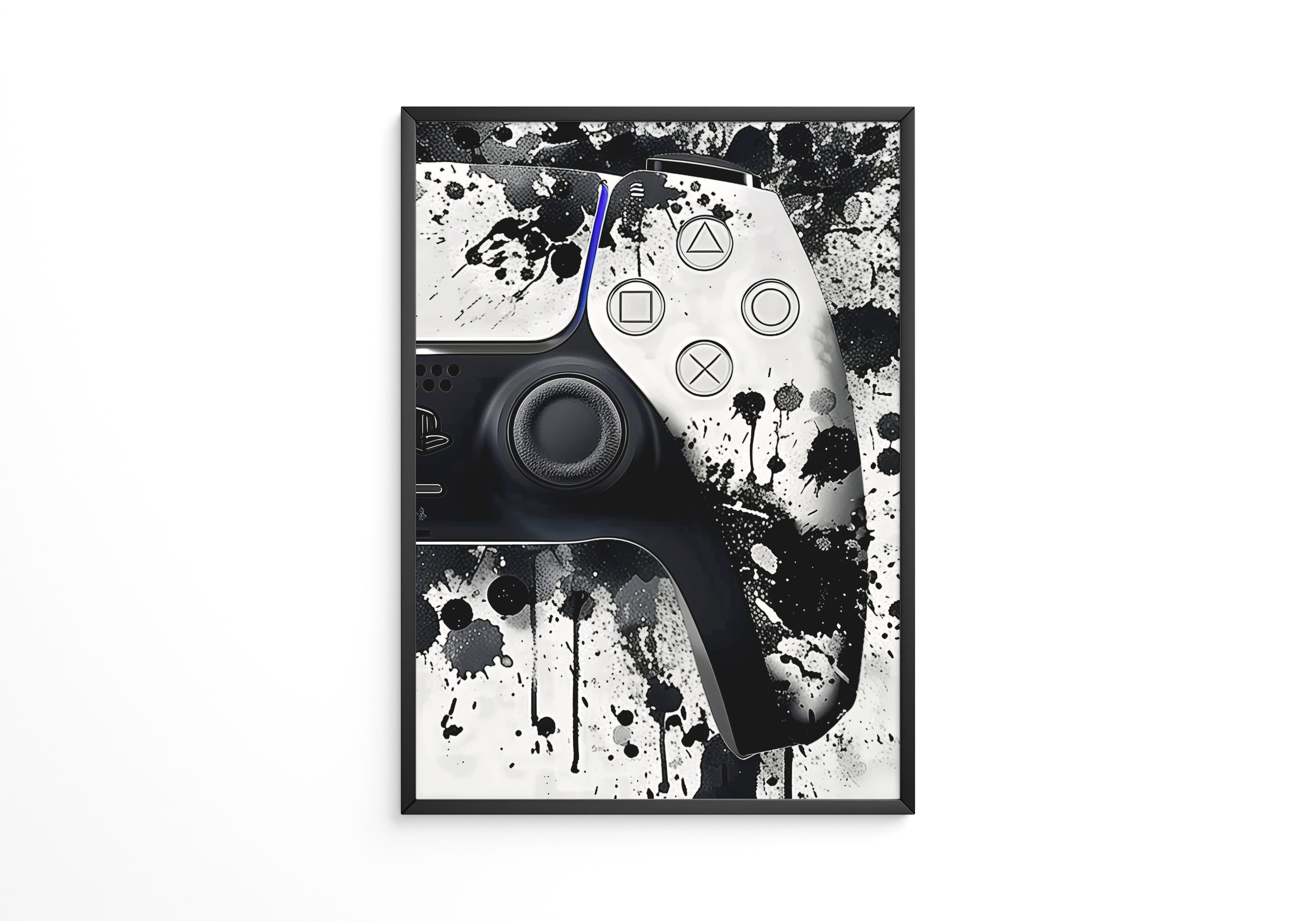 Controller Tinte Spritzer Schwarzweiß