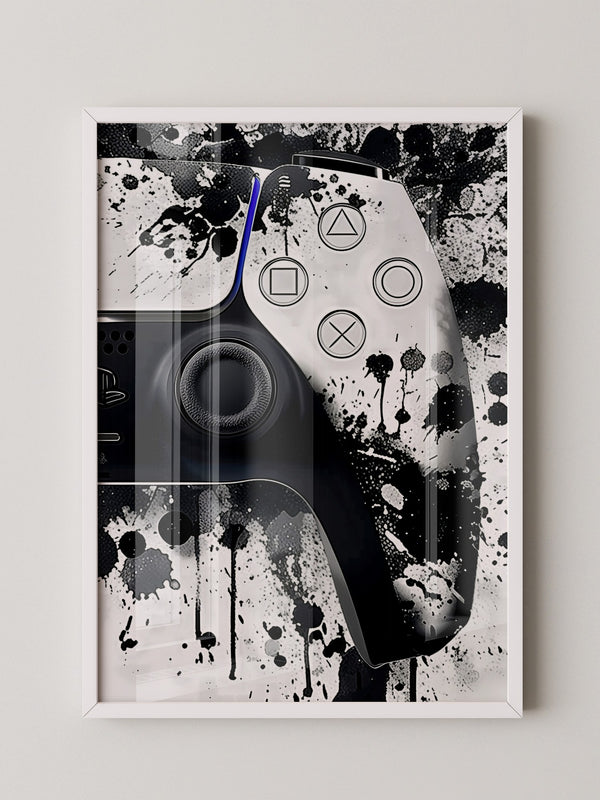 Controller Tinte Spritzer Schwarzweiß