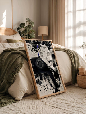 Controller Tinte Spritzer Schwarzweiß