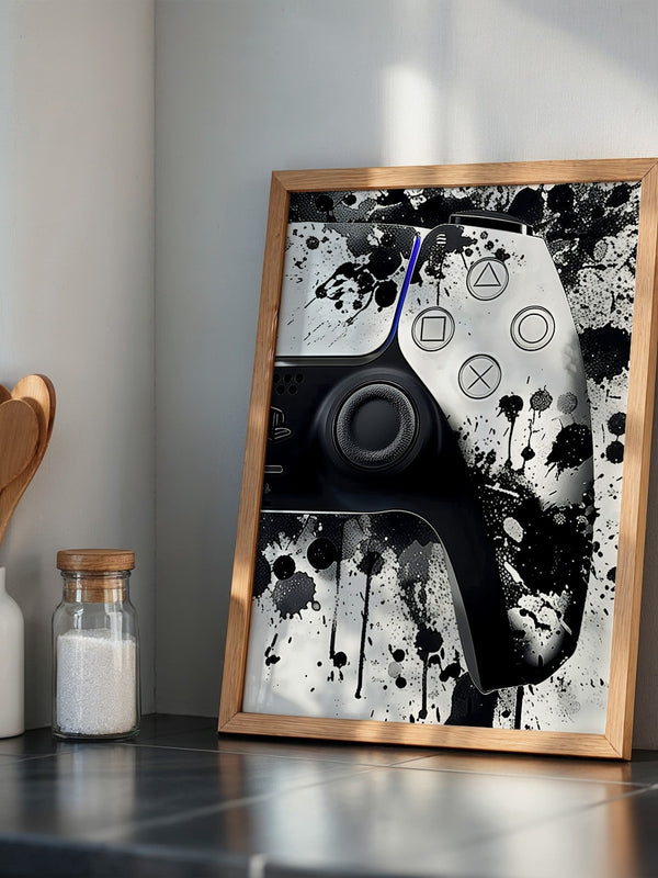 Controller Tinte Spritzer Schwarzweiß